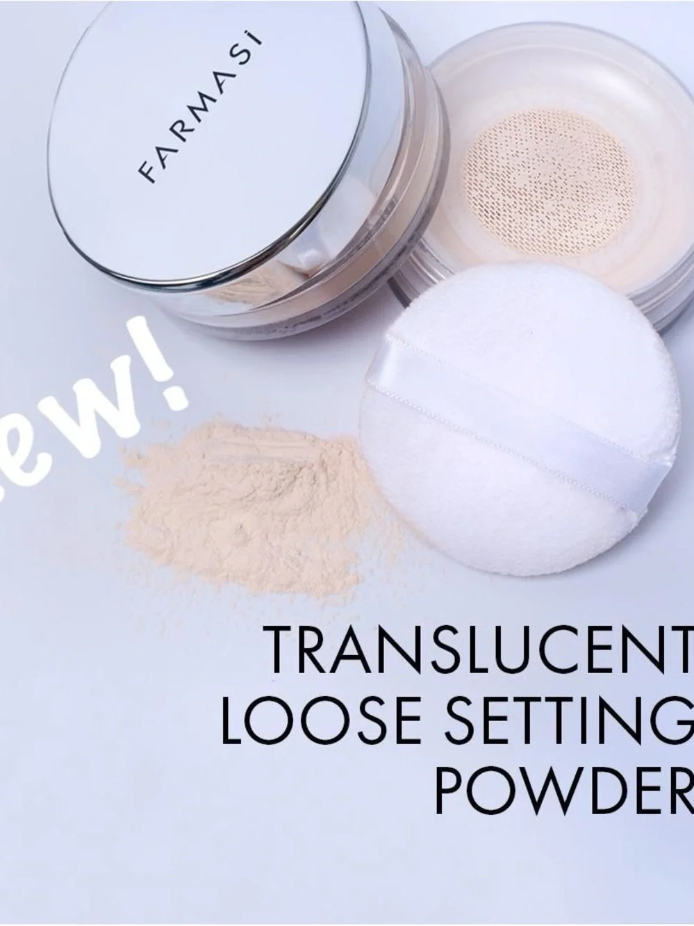 🌙✨🏷️Farmasi Translucent Loose Setting Powder — Cream & Silver Compact
